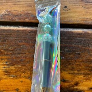 Elegant Blue Pen with Decorative Beads